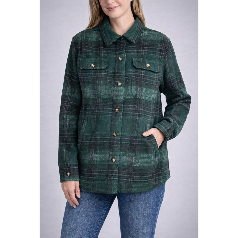 Ski-Doo Womens Lifestyle Plaid Overshirt Green Black Shacket‎ Size Medium NEW